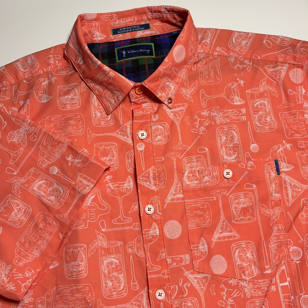 William‎ Murray Titos collab golf shirt Mens L vodka Cocktail Print Short Sleeve - Picture 3 of 9